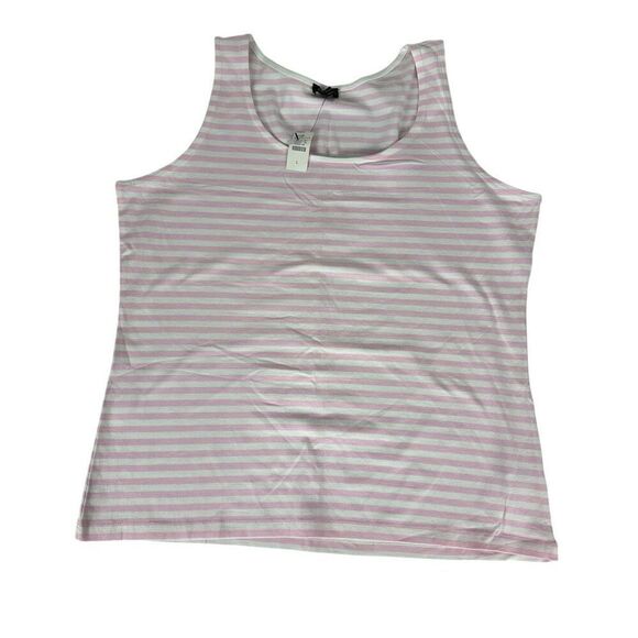 Talbots Pink White Large Round Neck Tank - Picture 3 of 5